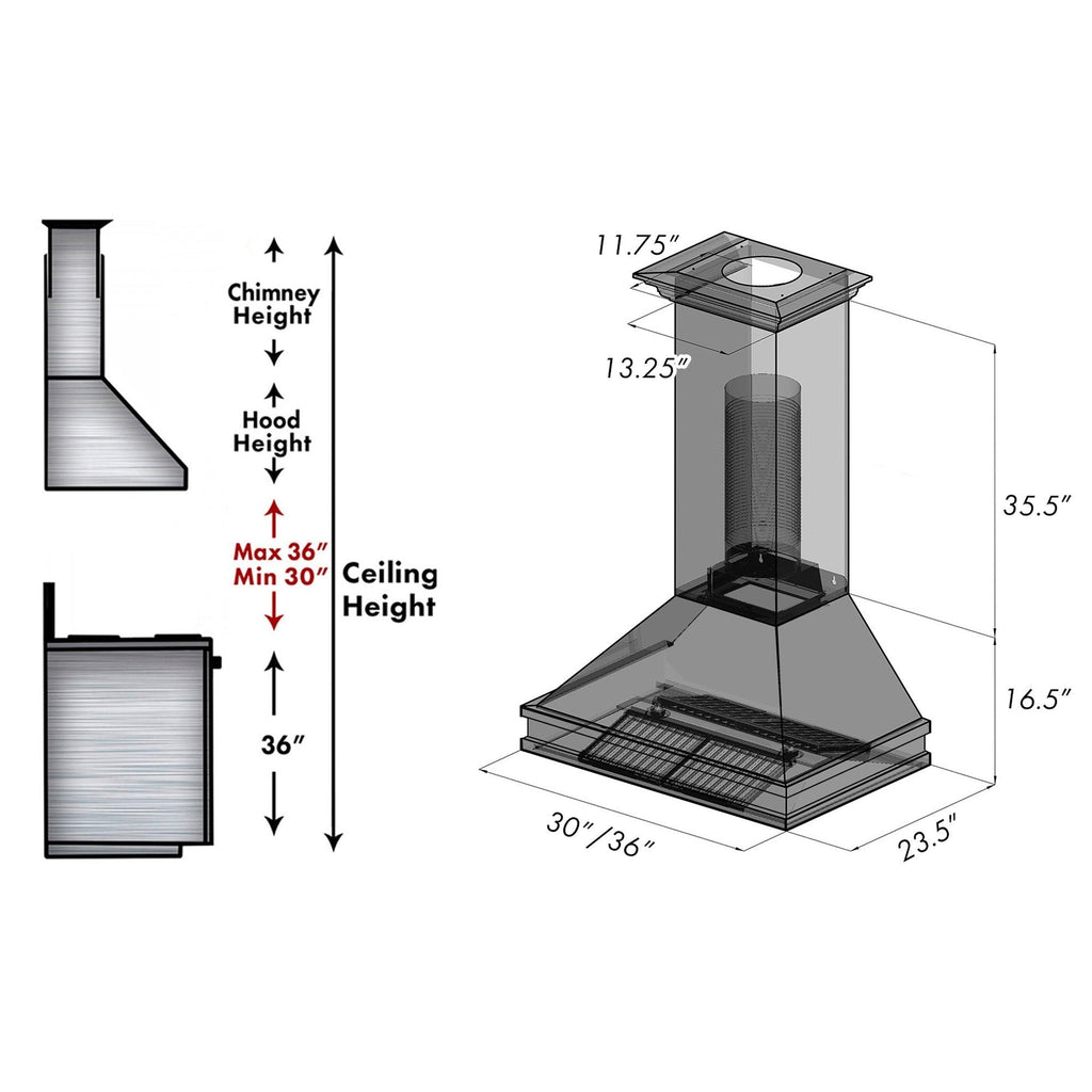 ZLINE Designer Series DuraSnow® Wall Mount Range Hood (8656S)