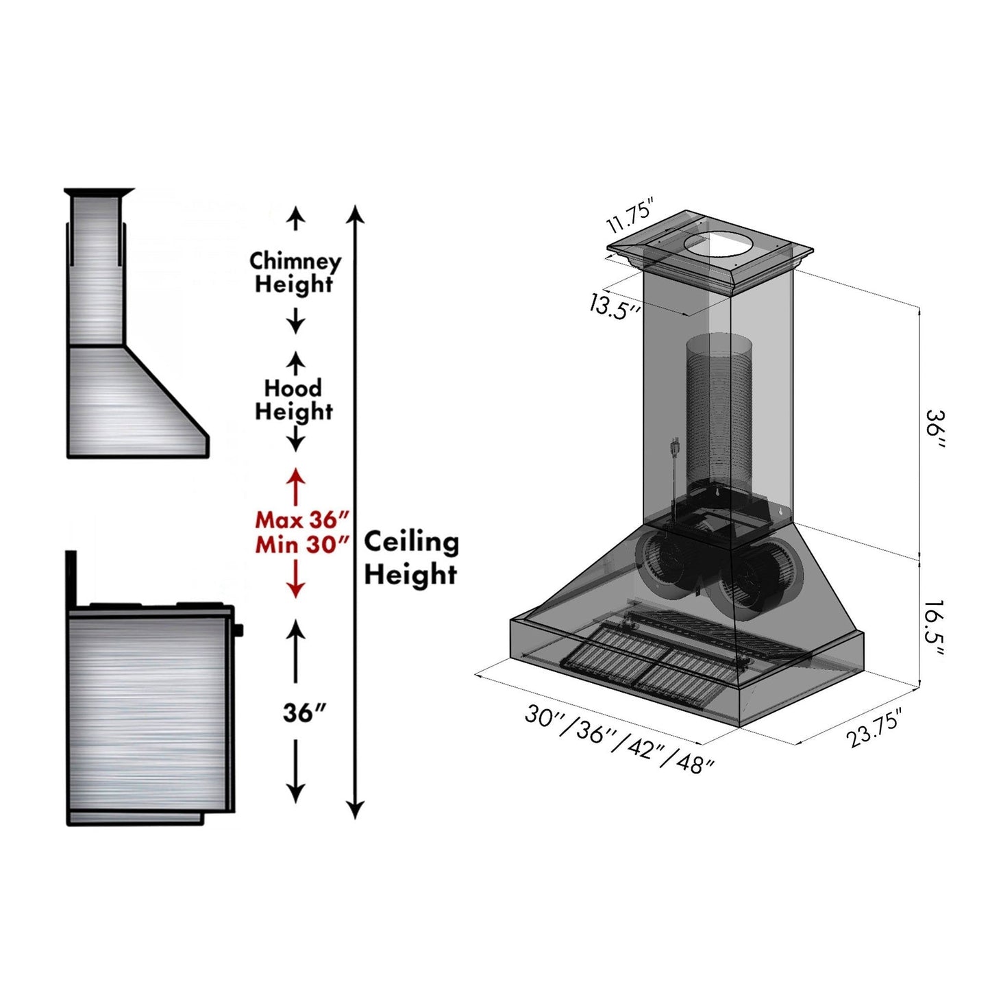 ZLINE Convertible Vent Designer Series Wall Mount Range Hood in DuraSnow™ Stainless Steel (655-4SSSS)