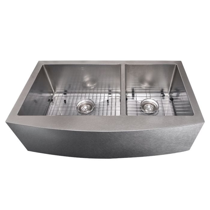 ZLINE Courchevel Farmhouse 36" Undermount Double Bowl Sink in DuraSnow® Stainless Steel (SA60D-36S)