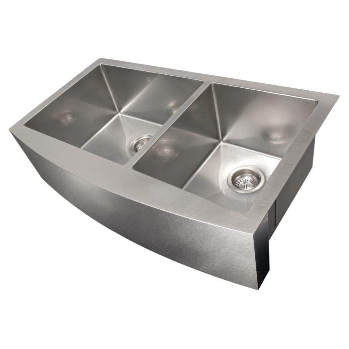 ZLINE Courchevel Farmhouse 36" Undermount Double Bowl Sink in DuraSnow® Stainless Steel (SA60D-36S)