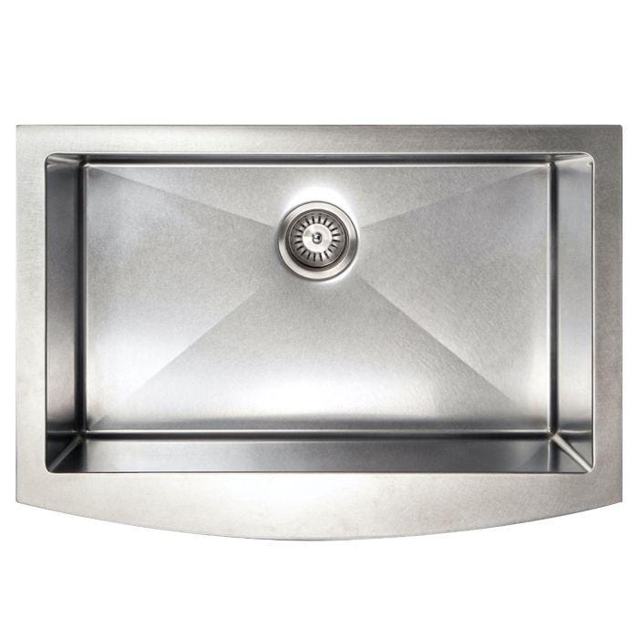 ZLINE Zermatt Farmhouse 30" Undermount Single Bowl Sink in DuraSnow® Stainless Steel (SAS-30S)