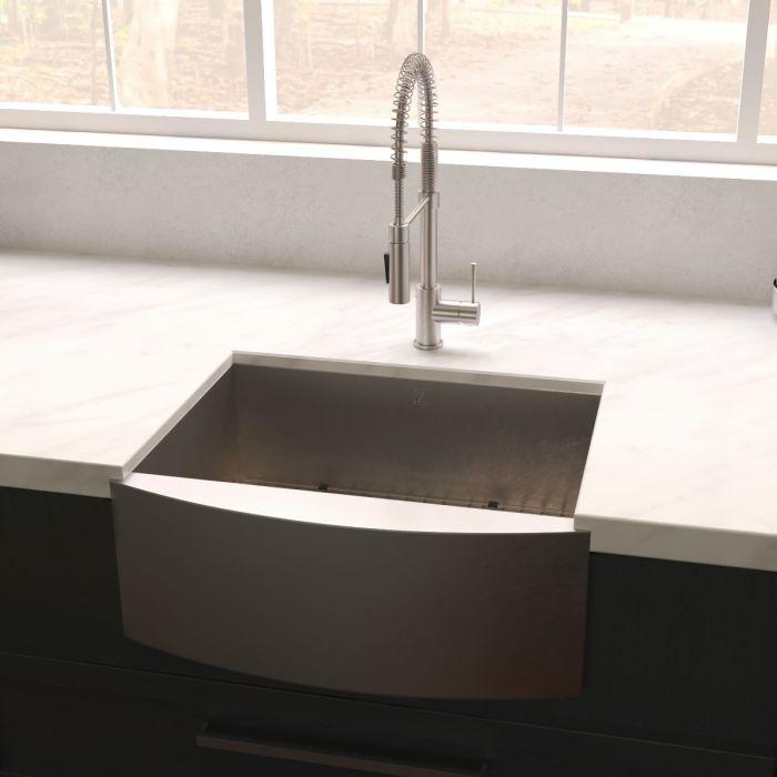 ZLINE Vail Farmhouse 33" Undermount Single Bowl Sink in DuraSnow® Stainless Steel (SAS-33S)