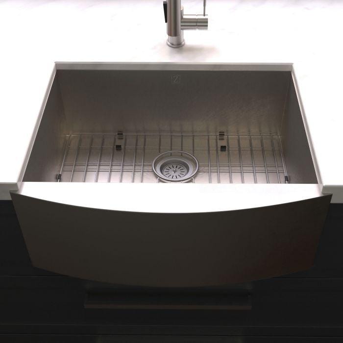 ZLINE Vail Farmhouse 33" Undermount Single Bowl Sink in DuraSnow® Stainless Steel (SAS-33S)