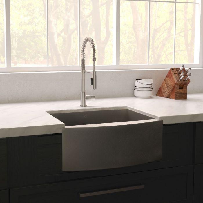 ZLINE Vail Farmhouse 33" Undermount Single Bowl Sink in DuraSnow® Stainless Steel (SAS-33S)