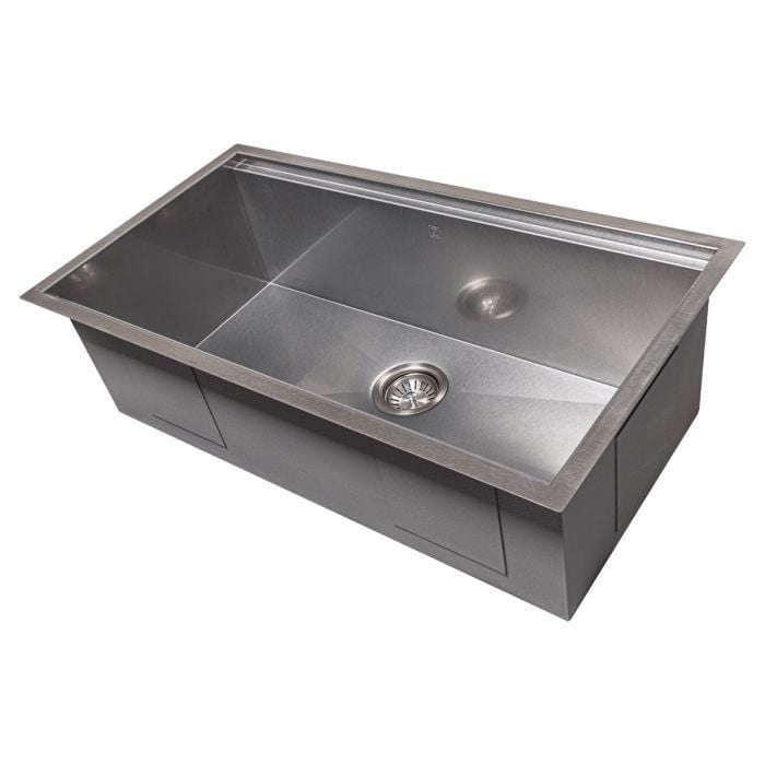 ZLINE Garmisch 33" Undermount Single Bowl Sink in DuraSnow® Stainless Steel with Accessories (SLS-33S)