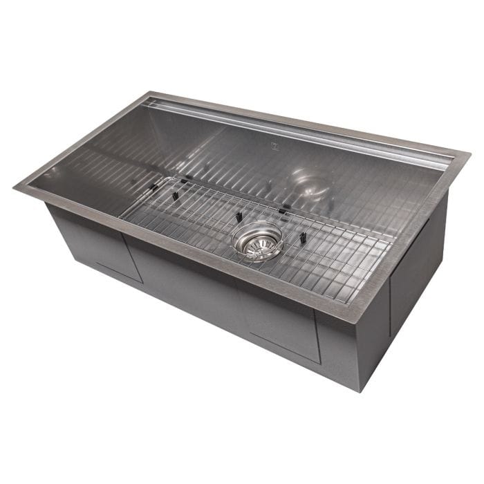 ZLINE Garmisch 33" Undermount Single Bowl Sink in DuraSnow® Stainless Steel with Accessories (SLS-33S)