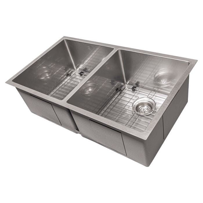 ZLINE Anton 33" Undermount Double Bowl Sink in DuraSnow® Stainless Steel (SR50D-33S)