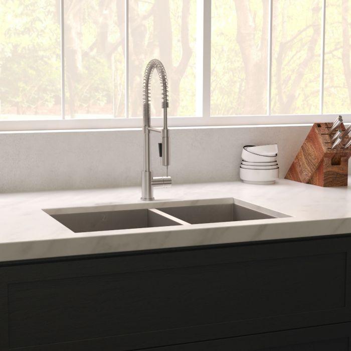 ZLINE Chamonix 33" Undermount Double Bowl Sink in DuraSnow® Stainless Steel (SR60D-33S)