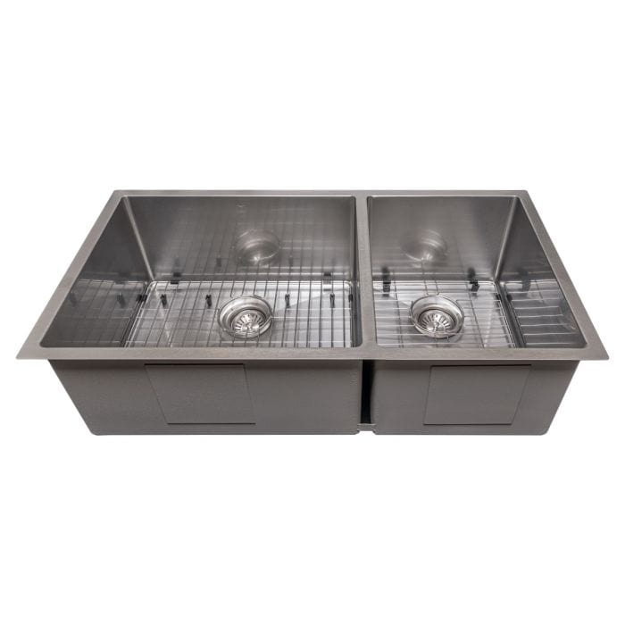 ZLINE Chamonix 36" Undermount Double Bowl Sink in DuraSnow® Stainless Steel (SR60D-36S)