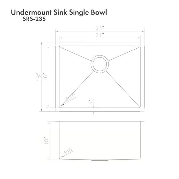 ZLINE Meribel 23" Undermount Single Bowl Sink in DuraSnow® Stainless Steel (SRS-23S)