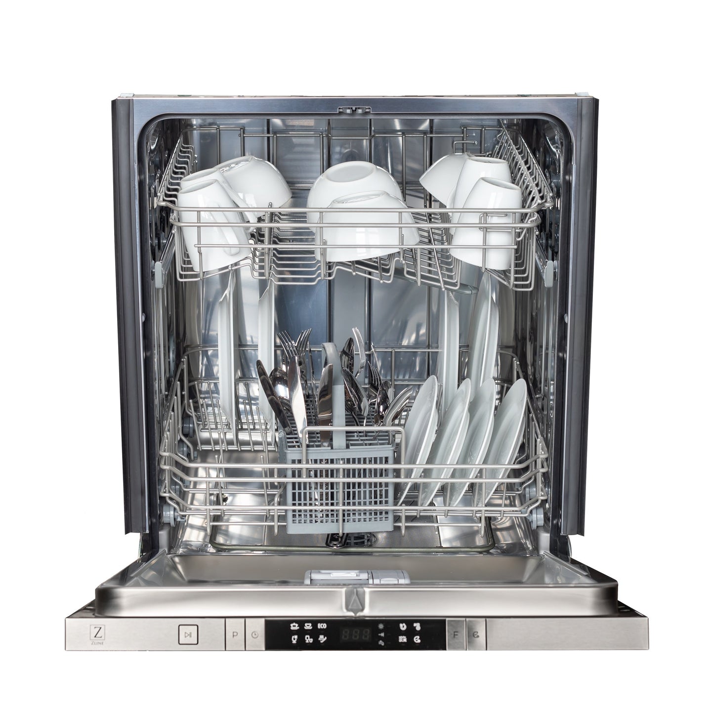 ZLINE 24 in. Top Control Dishwasher with White Matte Panel and Modern Style Handle, 52dBa (DW-WM-H-24)