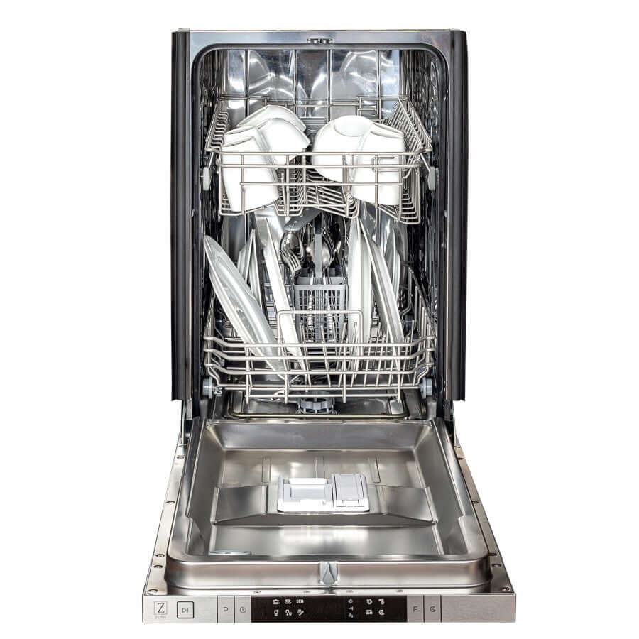 ZLINE 18 in. Compact Top Control Dishwasher with Hand-Hammered Copper Panel and Traditional Handle, 52dBa (DW-HH-H-18)