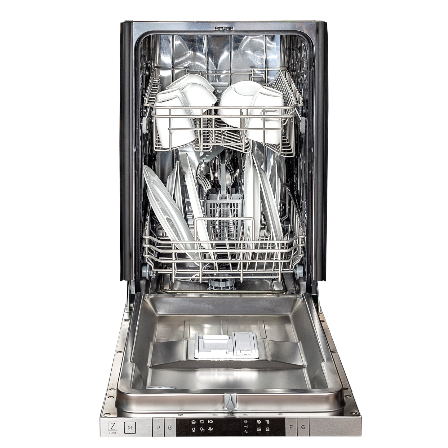 ZLINE 18 in. Compact Top Control Dishwasher with Black Matte Panel and Traditional Handle, 52dBa (DW-BLM-18)