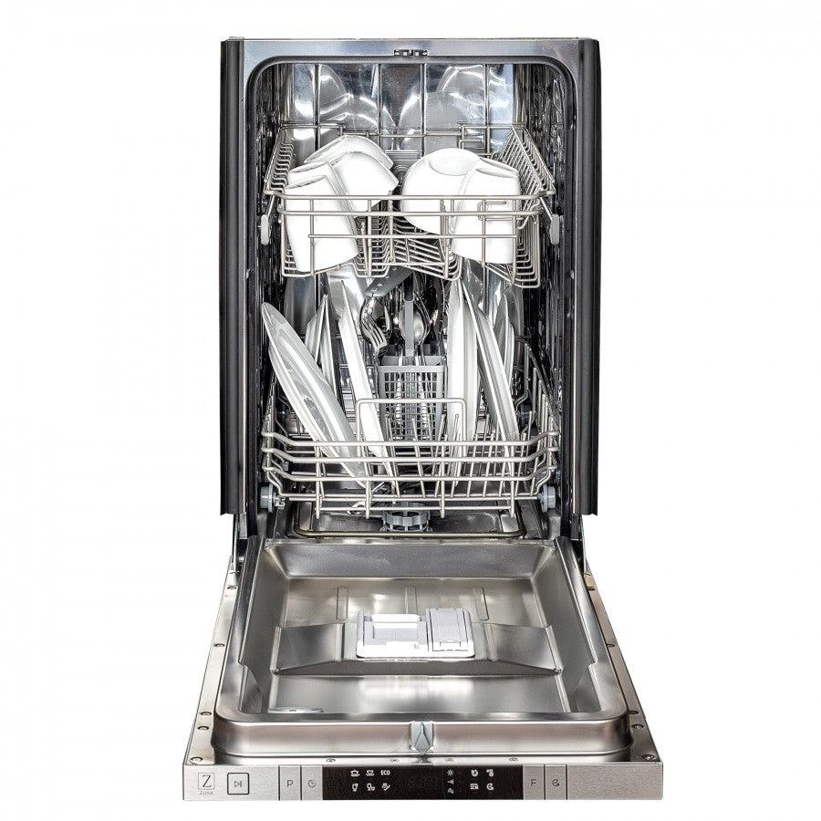 ZLINE 18 in. Compact Top Control Dishwasher with Stainless Steel Panel and Traditional Handle, 52dBa (DW-304-H-18)