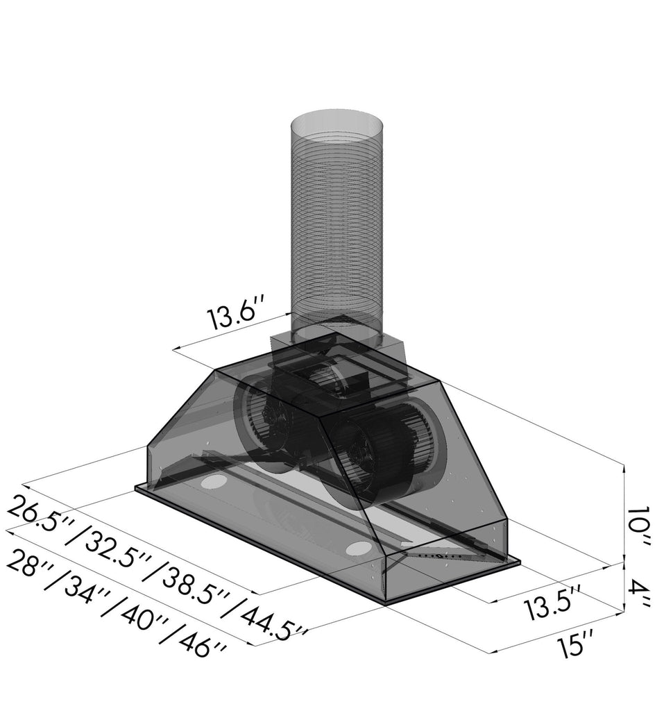 ZLINE Ducted Wall Mount Range Hood Insert in Stainless Steel (695)