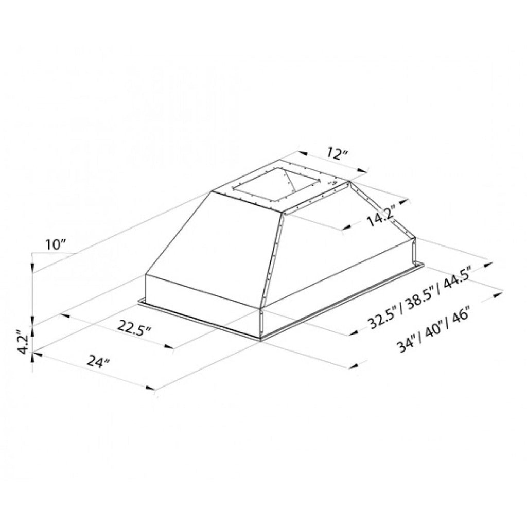 ZLINE Ducted Island Mount Range Hood Insert in Stainless Steel (824i)