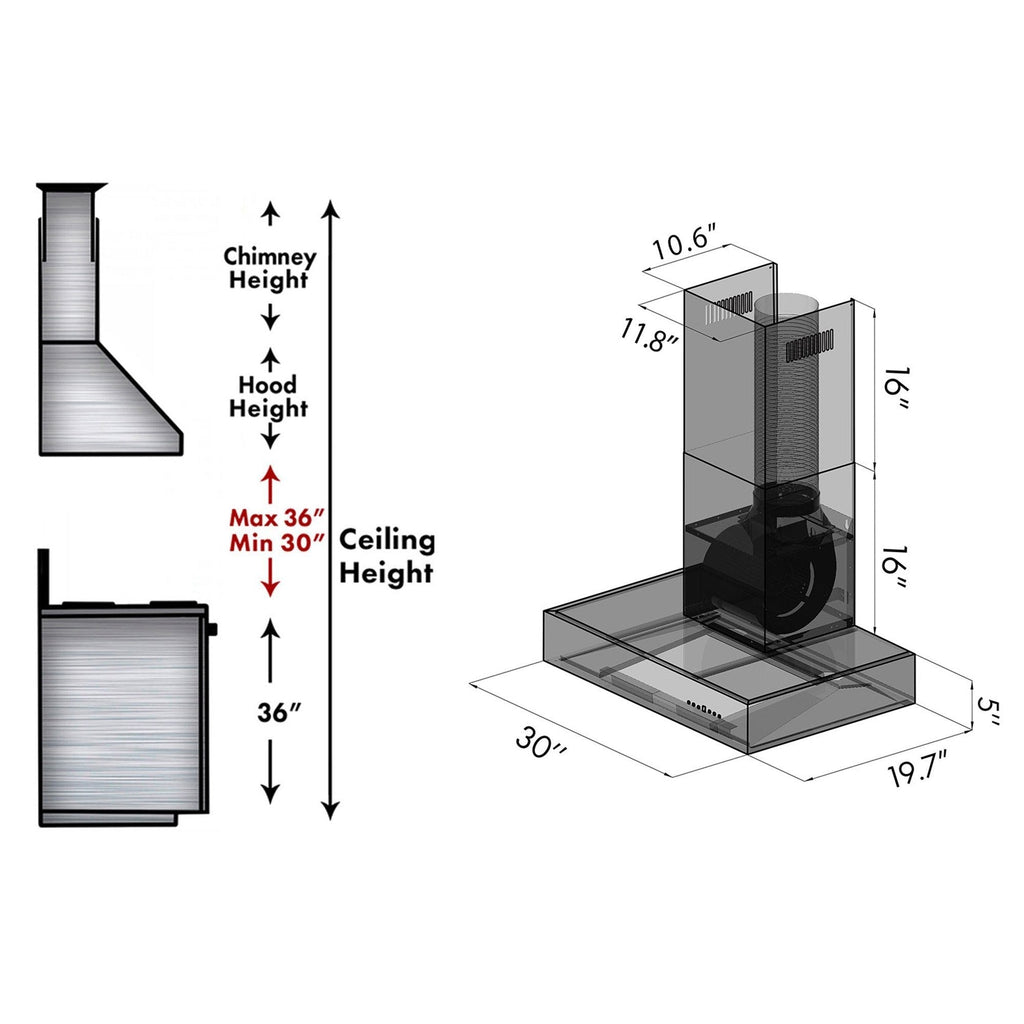 ZLINE Remote Blower Wall Mount Range Hood In Stainless Steel (KECOM-RS-400)