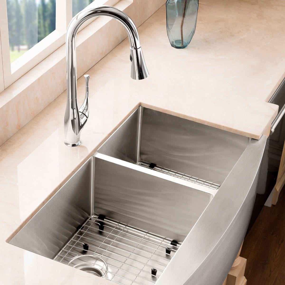 ZLINE Courchevel Farmhouse 36" Undermount Double Bowl Sink in Stainless Steel (SA60D-36)