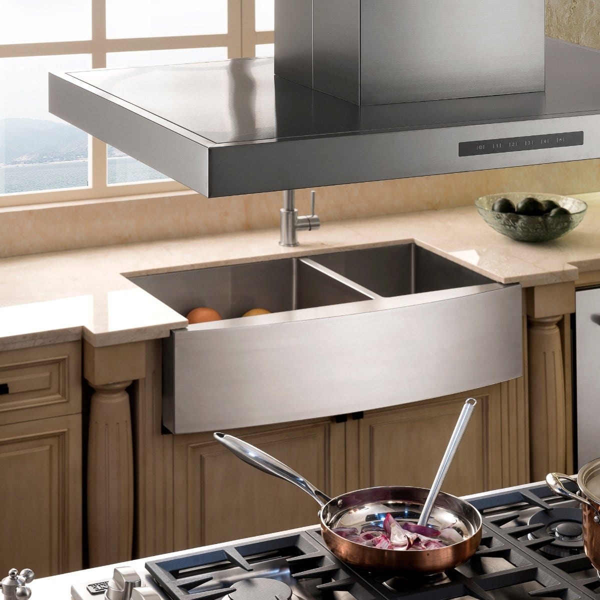 ZLINE Courchevel Farmhouse 36" Undermount Double Bowl Sink in Stainless Steel (SA60D-36)