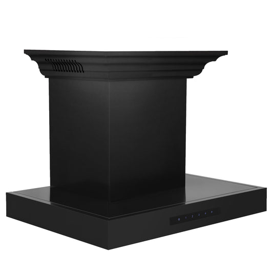 ZLINE Wall Mount Range Hood in Black Stainless Steel with Built-in CrownSound® Bluetooth Speakers (BSKENCRN-BT)