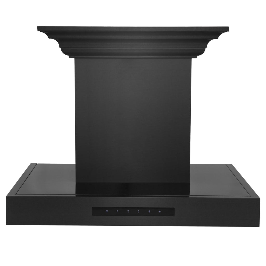 ZLINE Wall Mount Range Hood in Black Stainless Steel with Built-in CrownSound® Bluetooth Speakers (BSKENCRN-BT)