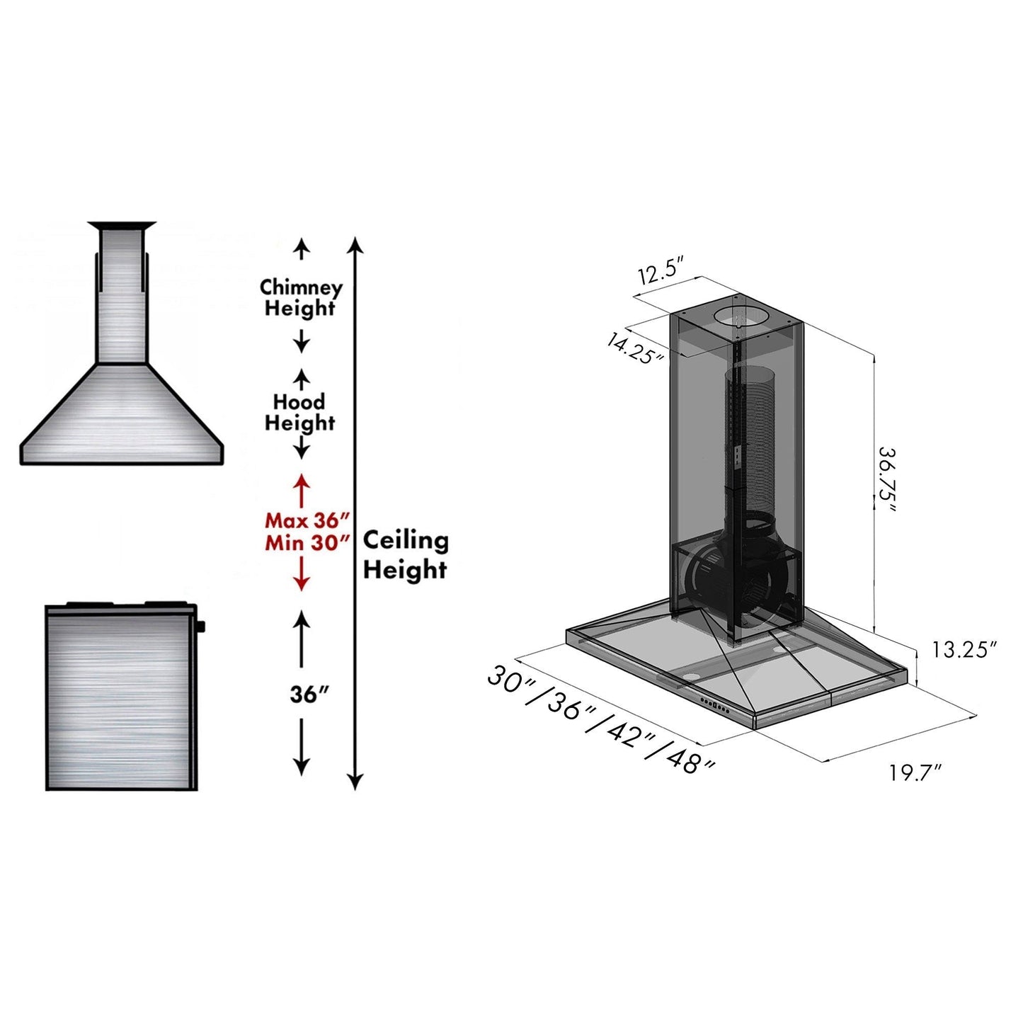 ZLINE Convertible Vent Wooden Island Mount Range Hood in Black (KBiCC)