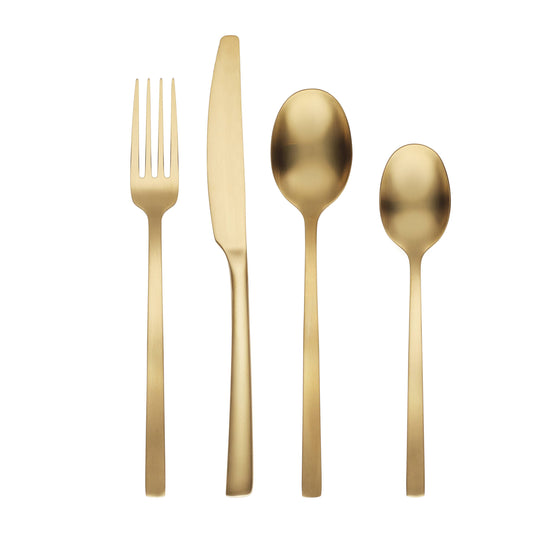 Cambridge Beacon Gold Satin 16-Piece Flatware Set, Service for 4