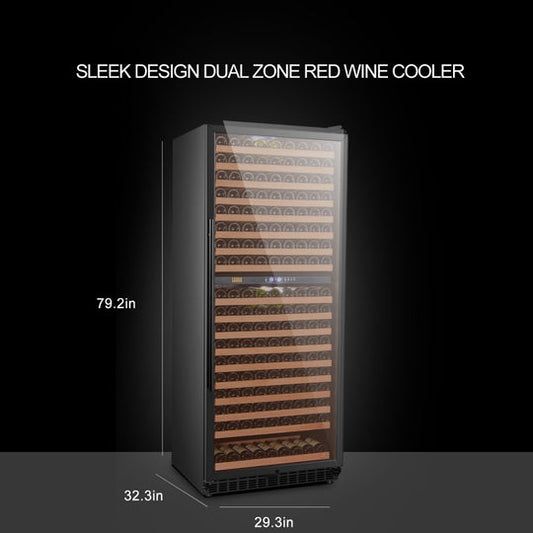 Lanbo 32" Wide, 287 Bottle Dual Zone Wine Cooler | Black Exterior Finish