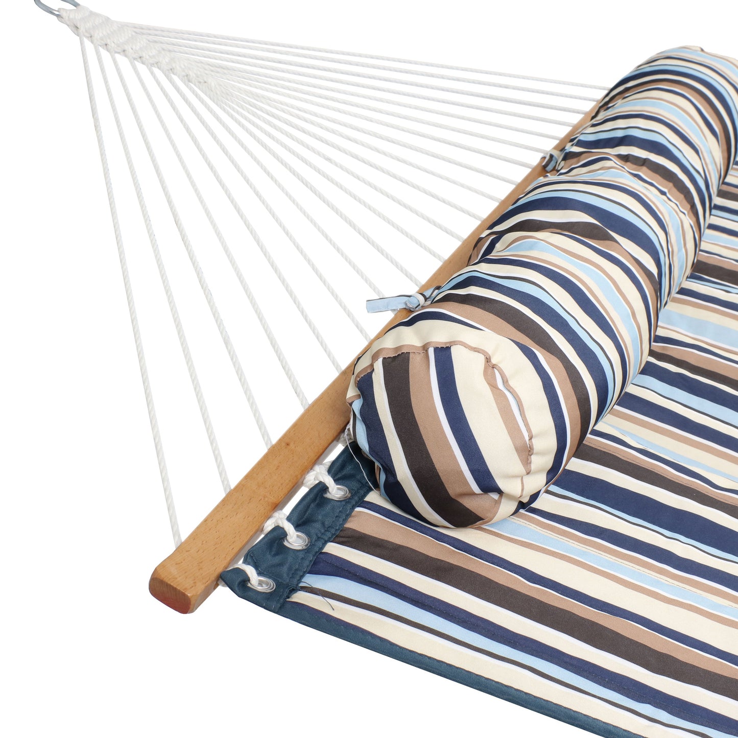 Double Hammock with Pillow | Quilted Fabric | Spreader Bars Included