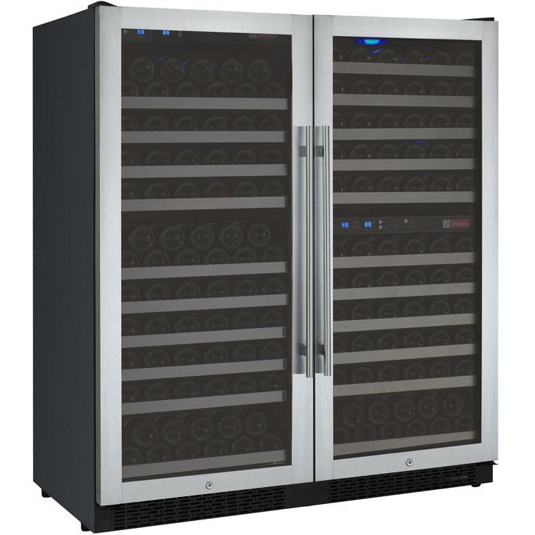 Allavino 47” Wide | 249 Bottle Triple Zone Side-by-Side Wine Cooler | Tru-Vino Technology and FlexCount II Shelving