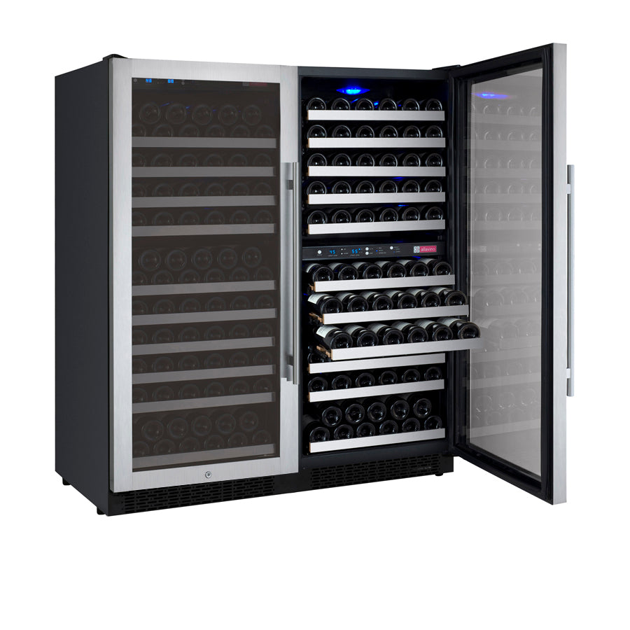 Allavino 47” Wide | 249 Bottle Triple Zone Side-by-Side Wine Cooler | Tru-Vino Technology and FlexCount II Shelving