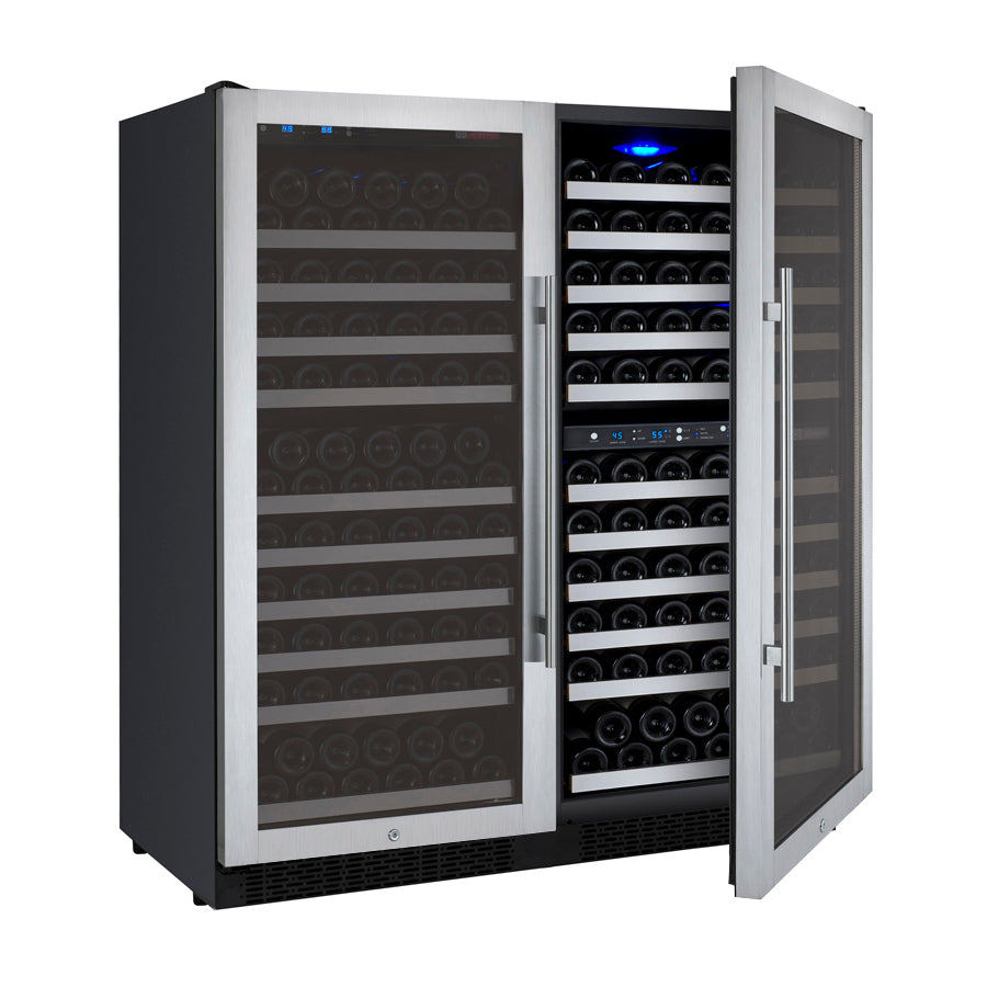 Allavino 47” Wide | 249 Bottle Triple Zone Side-by-Side Wine Cooler | Tru-Vino Technology and FlexCount II Shelving