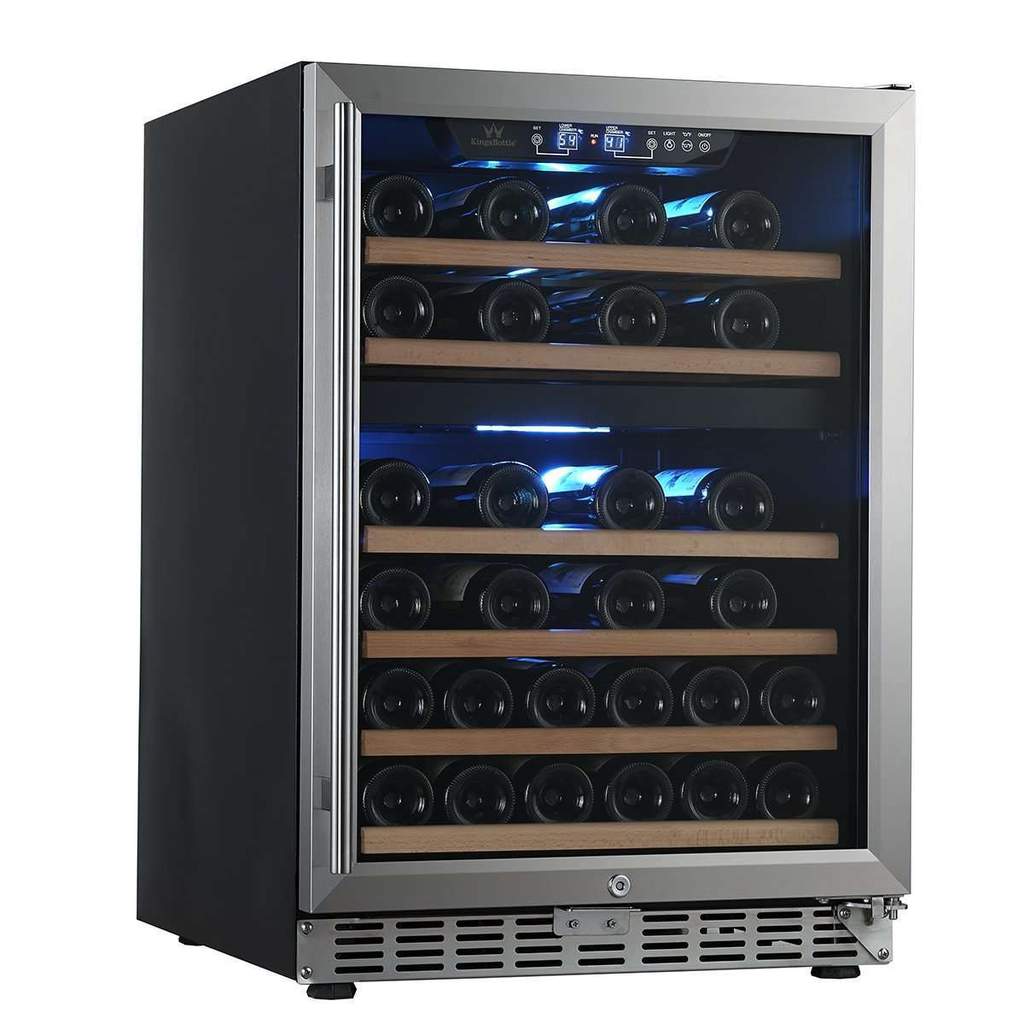 KingsBottle 24” Wide Dual Zone Wine Cooler | 44 Bottle | Triple Glassdoor w/ two Low-E | KBUSF54D