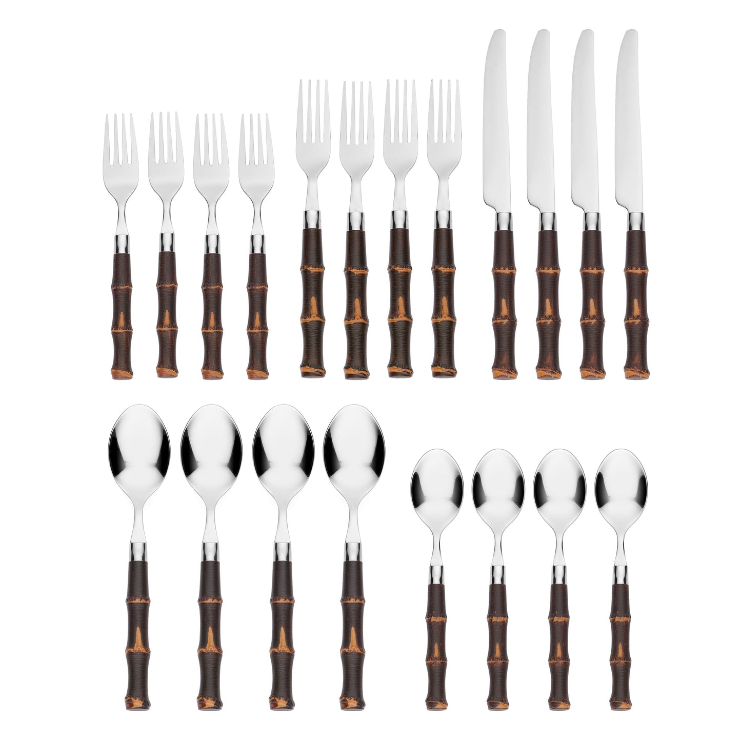 Bamboo Dark 20-Piece Flatware Set