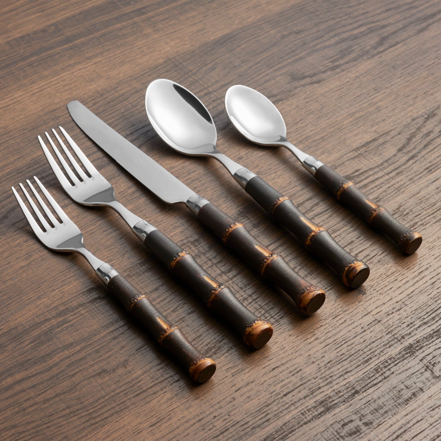 Bamboo Dark 20-Piece Flatware Set