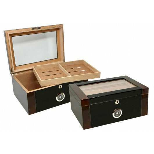 Berkeley II Desktop Cigar Humidor | Glass Top | Holds 100 Ct Cigars