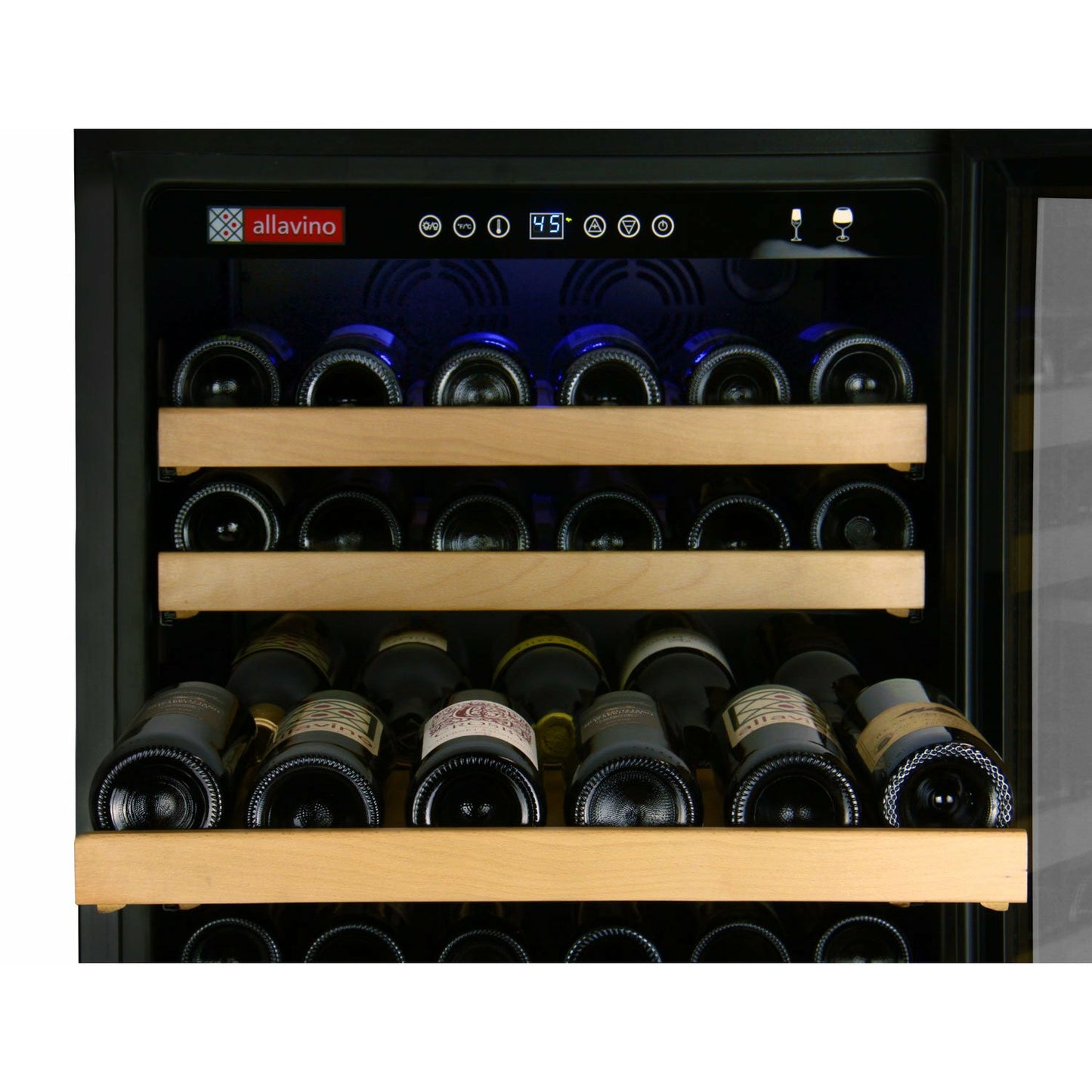 Allavino 48" Wide | 348 Bottle Dual Zone Side-by-Side Wine Cooler | Tru-Vino Technology and FlexCount II Shelving