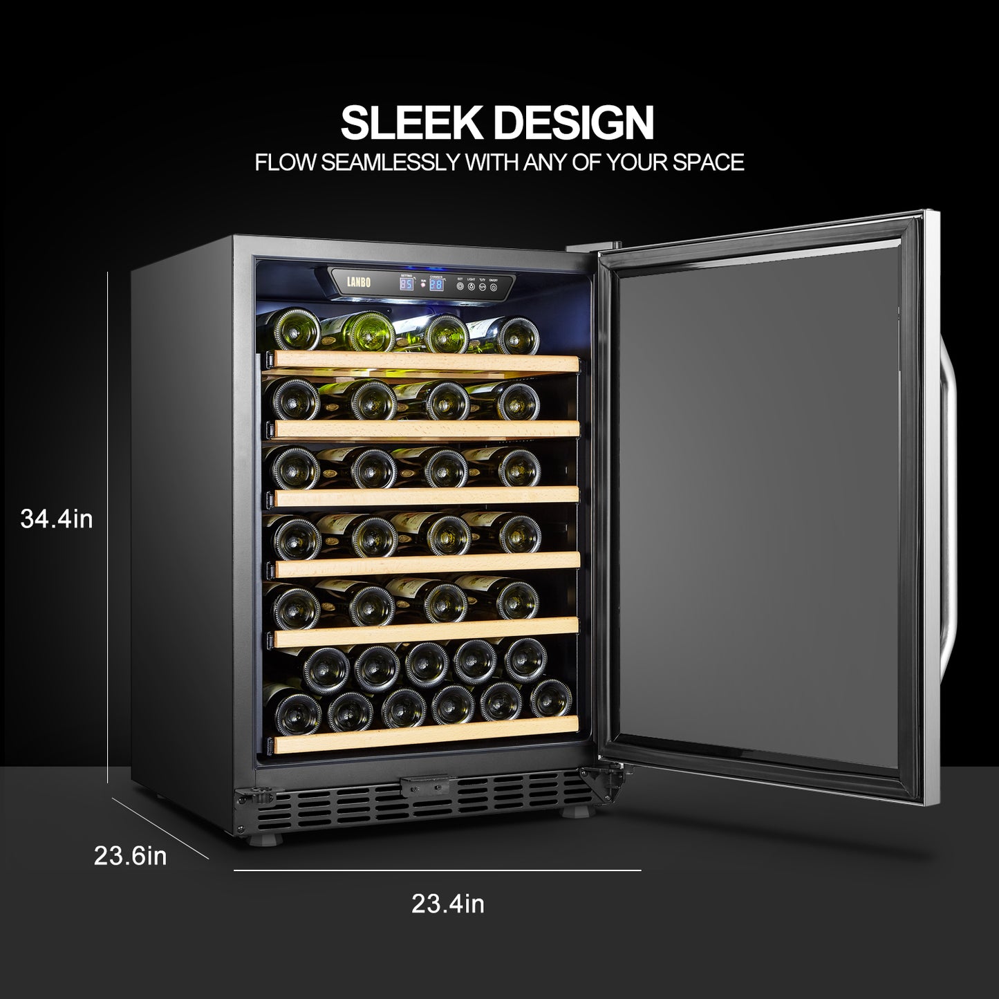 Lanbo 24" Wide, 52 Bottle Single Zone Wine Cooler