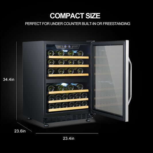 Lanbo 24" Wide, 46 Bottle Dual Zone Wine Cooler