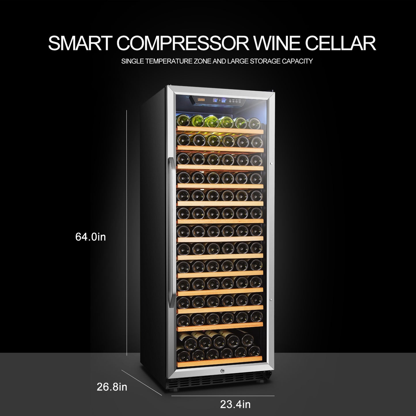 Lanbo 24" Wide, 149 Bottle Single Zone Wine Cooler