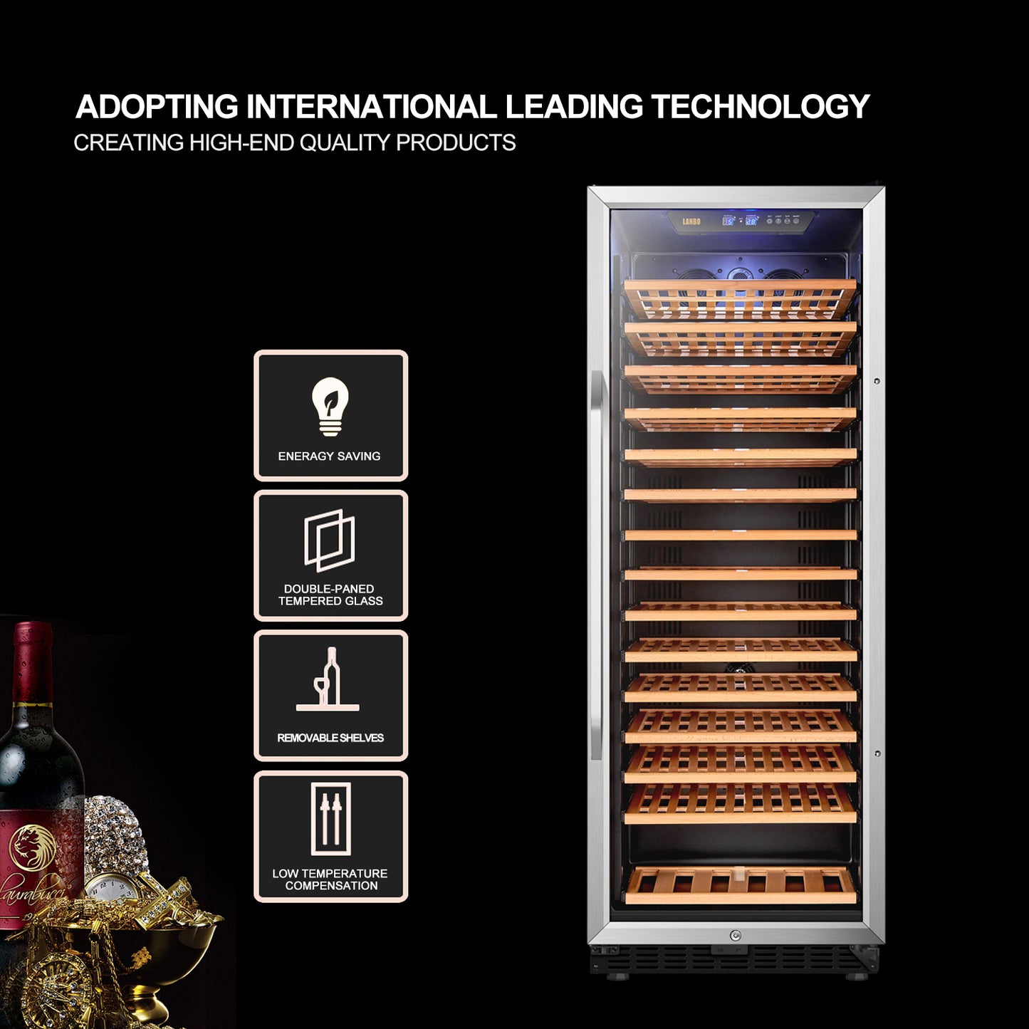 Lanbo 24" Wide, 149 Bottle Single Zone Wine Cooler