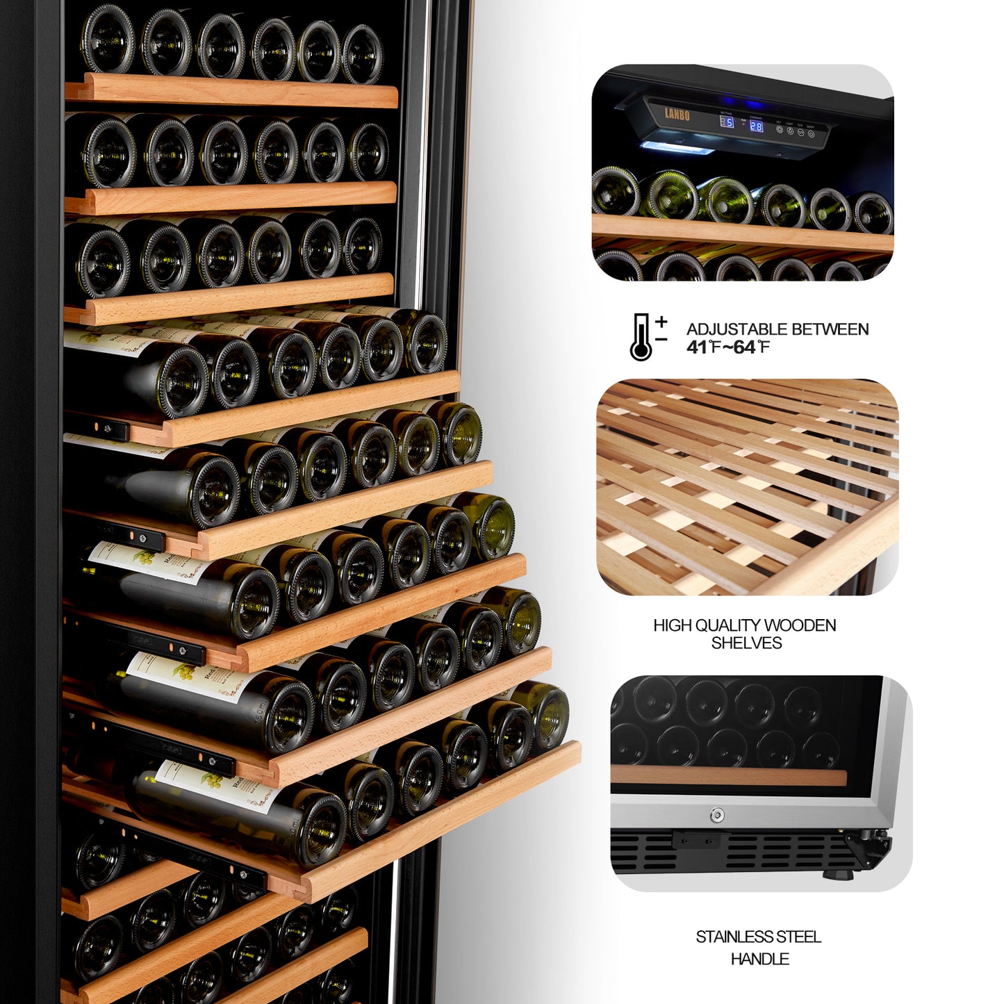 Lanbo 24" Wide, 149 Bottle Single Zone Wine Cooler