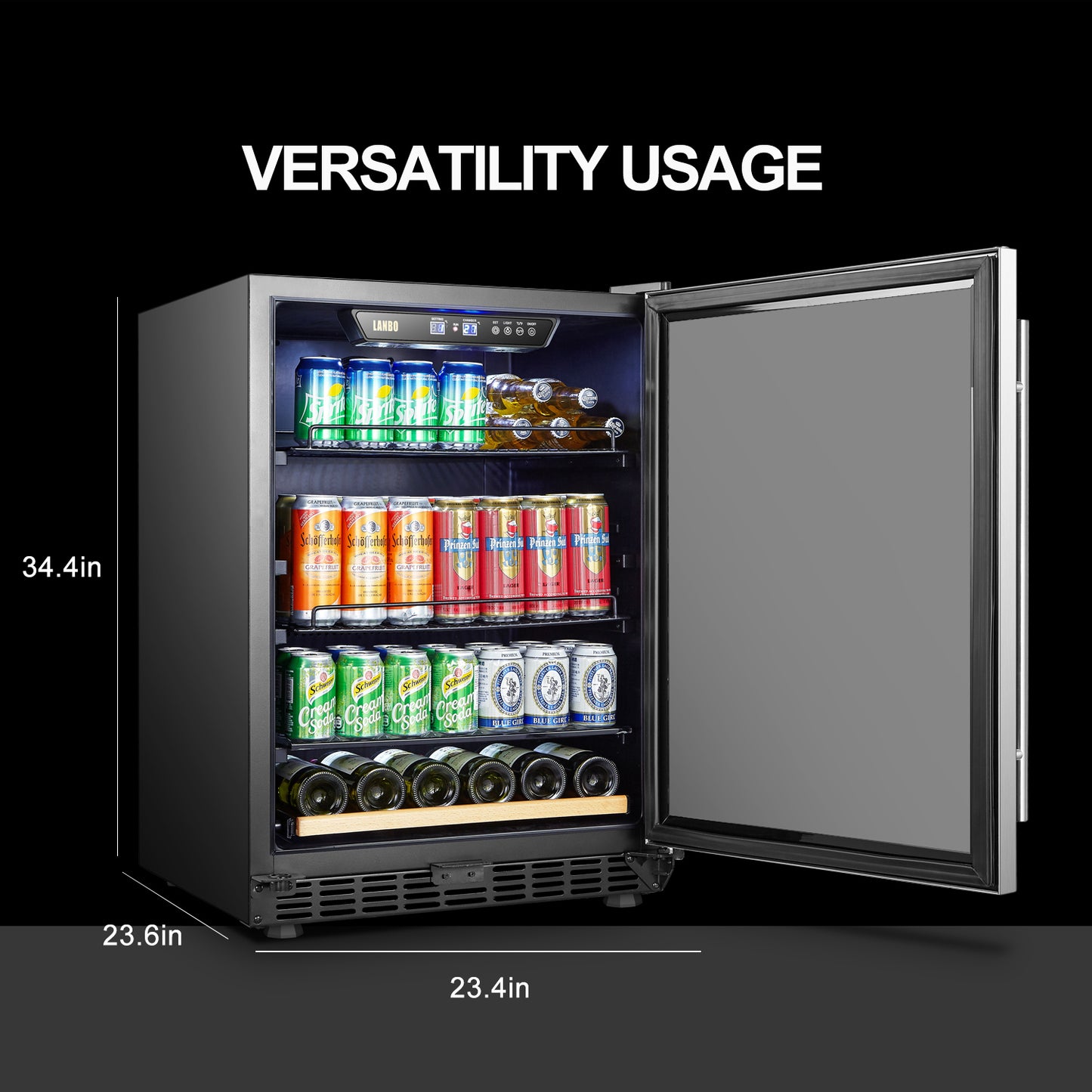 Lanbo 24" Wide Beverage Cooler | Holds 110 Cans & 6 Bottles