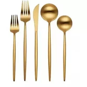 Skandia Zephyr Satin Gold 45 Piece Flatware Set