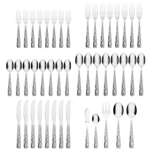 Conquest Sand 45-Piece Flatware Set with Caddy