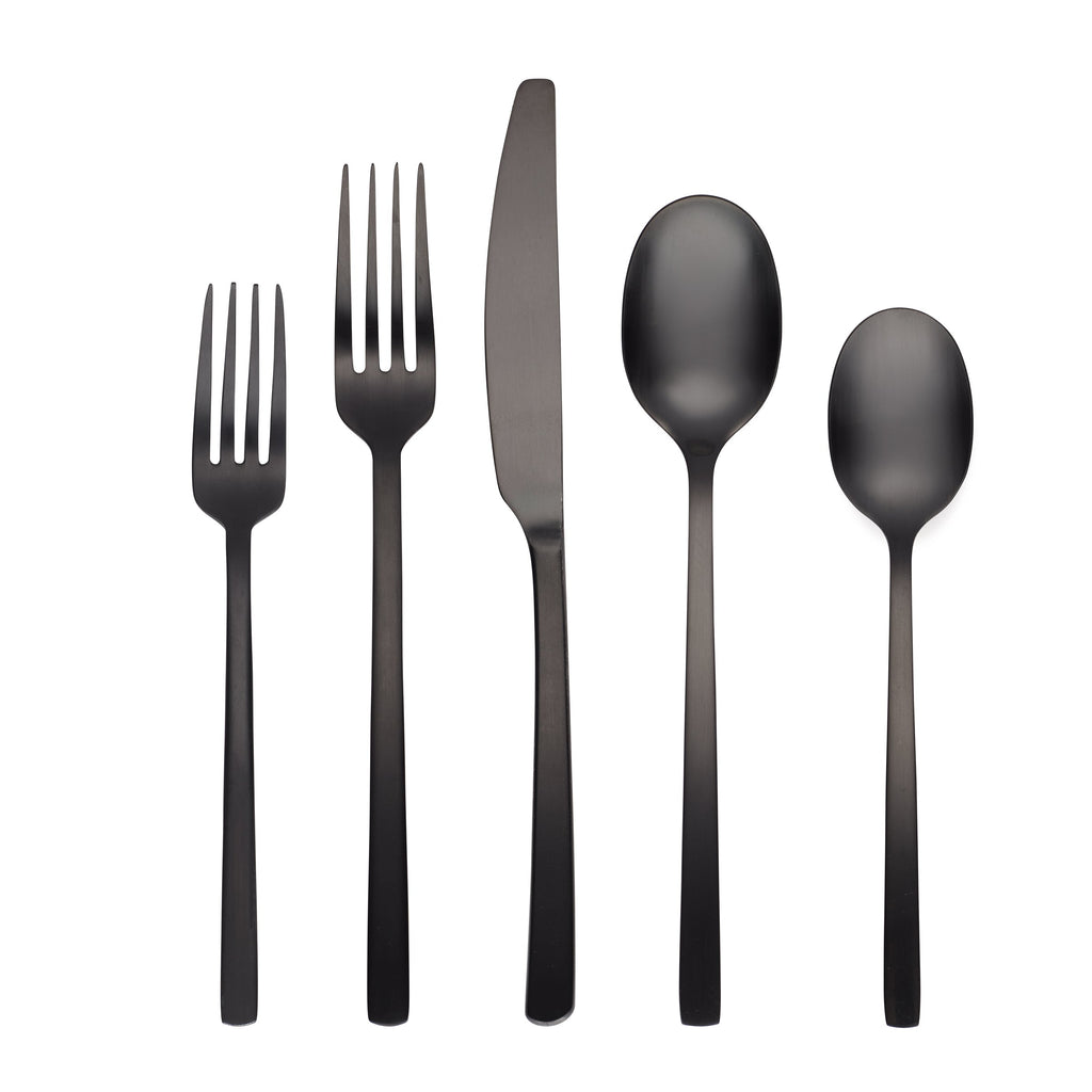 Beacon Black Satin 45-Piece Flatware Set