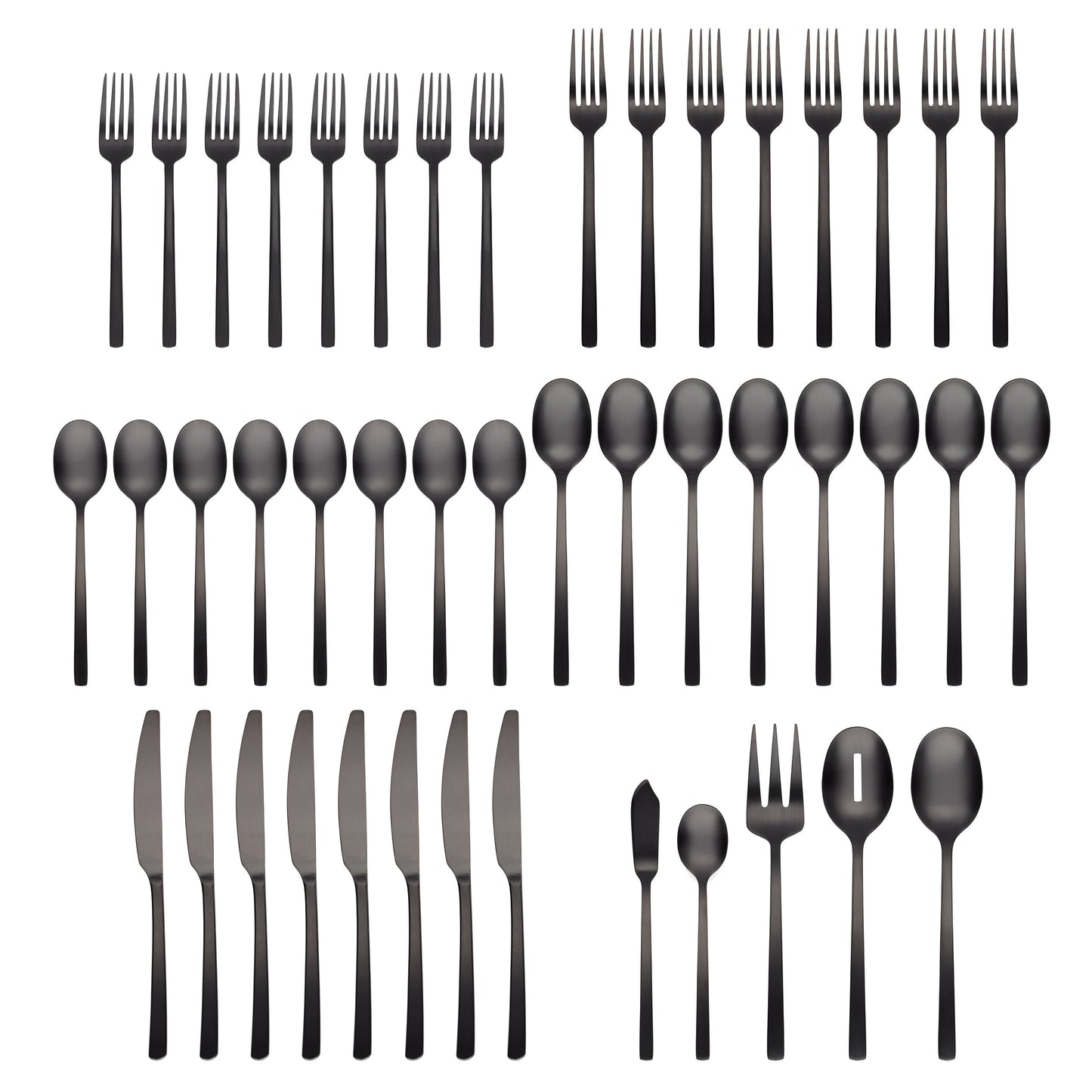 Beacon Black Satin 45-Piece Flatware Set