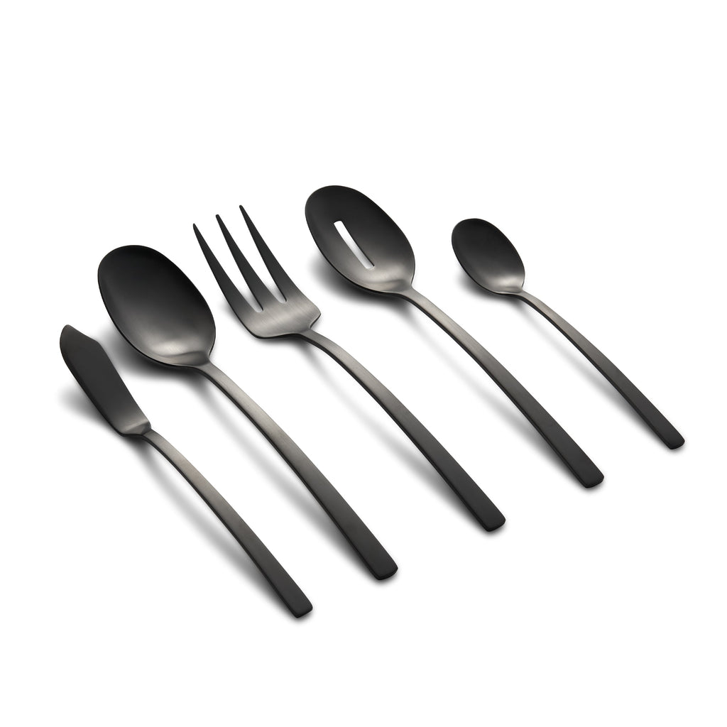 Beacon Black Satin 45-Piece Flatware Set