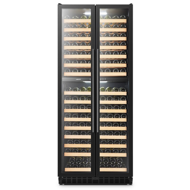 LanboPro 32" Wide, 287 Bottle Dual Zone Wine Cooler | French Doors | Black Exterior Finish