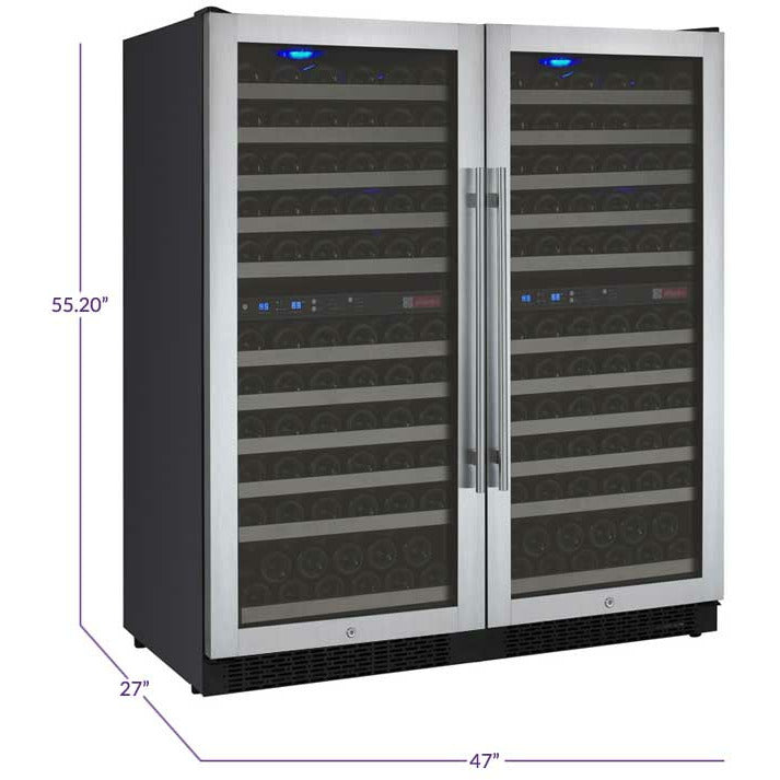 Allavino 47” Wide | 242 Bottle Four Zone Side-by-Side Wine Cooler | Tru-Vino Technology and FlexCount II Shelving